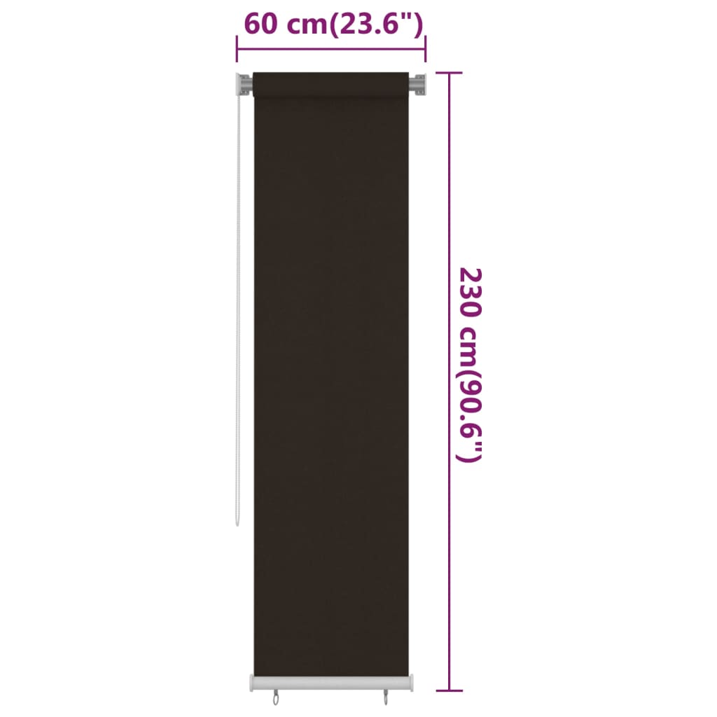 Outdoor Roller Blind 60x230 cm Brown HDPE
