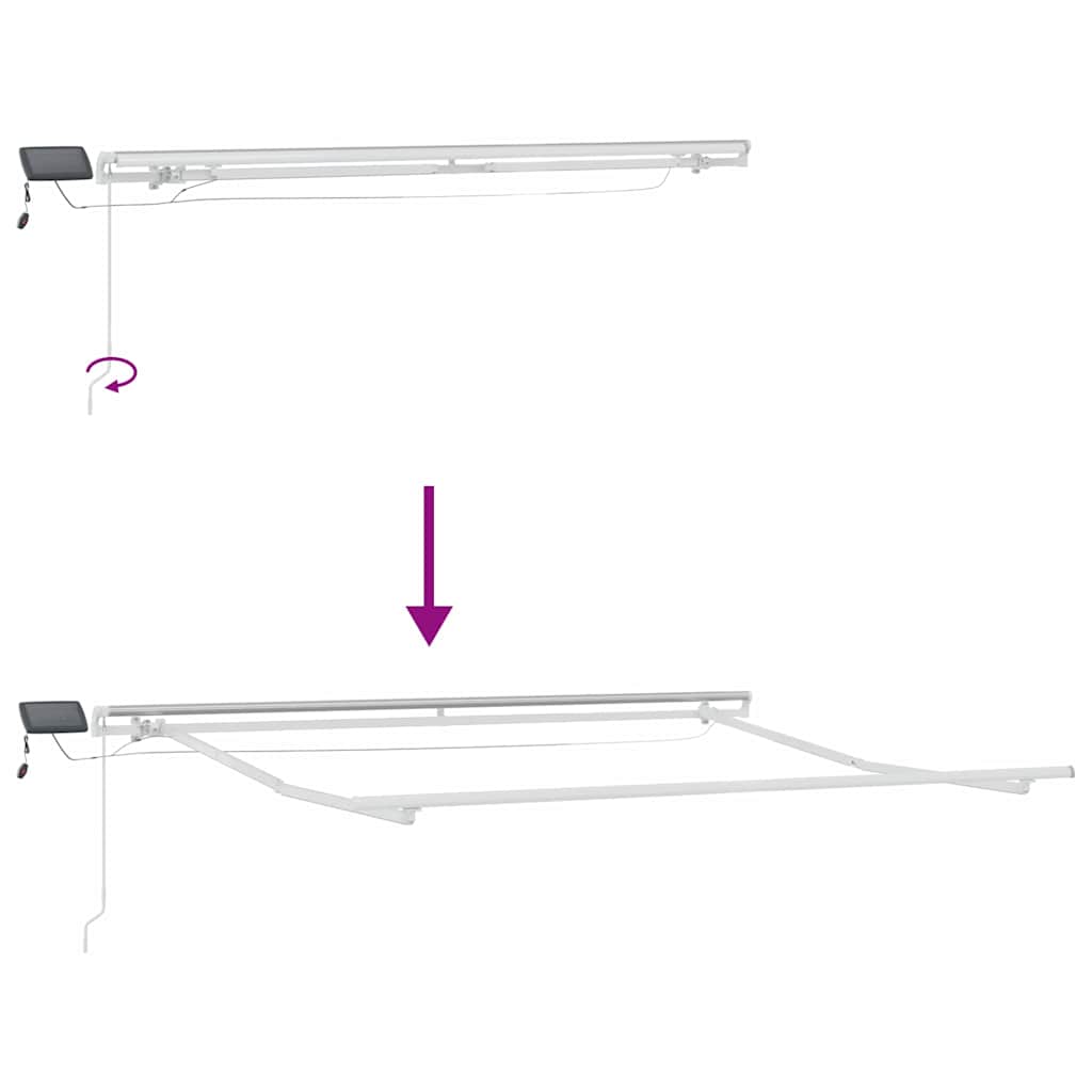Awning Frame with LED Strip Lights White 300 x 250 cm Aluminium