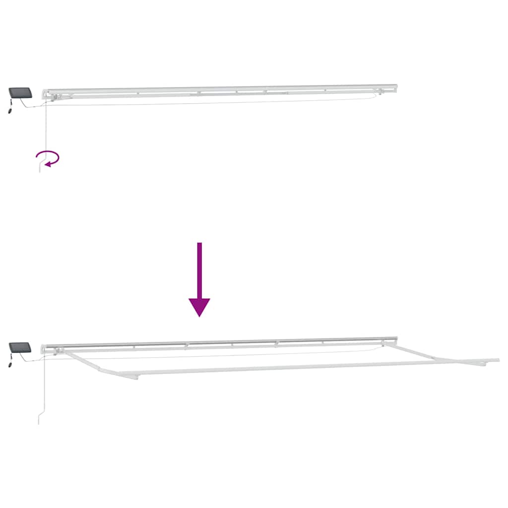 Awning Frame with LED Strip Lights White 600 x 350 cm Aluminium