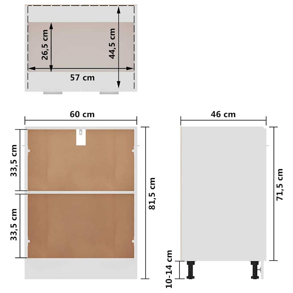 801188 vidaXL Bottom Cabinet "Lyon" White 60x46x81,5 cm Engineered Wood