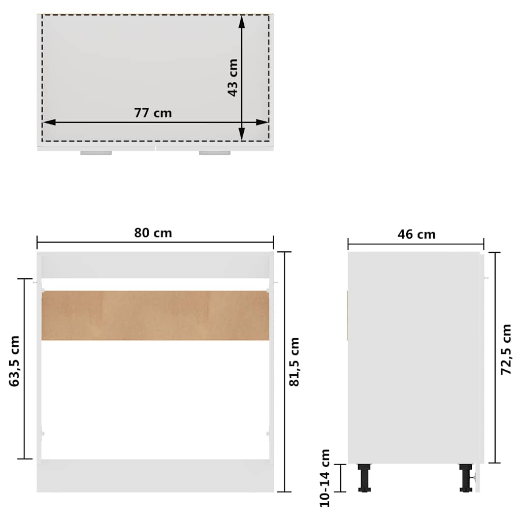 801196 vidaXL Sink Bottom Cabinet "Lyon" White 80x46x81,5 cm Engineered Wood
