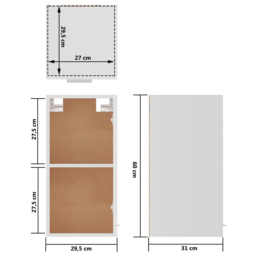 Hanging Cabinet Lyon White 29.5x31x60 cm Engineered Wood