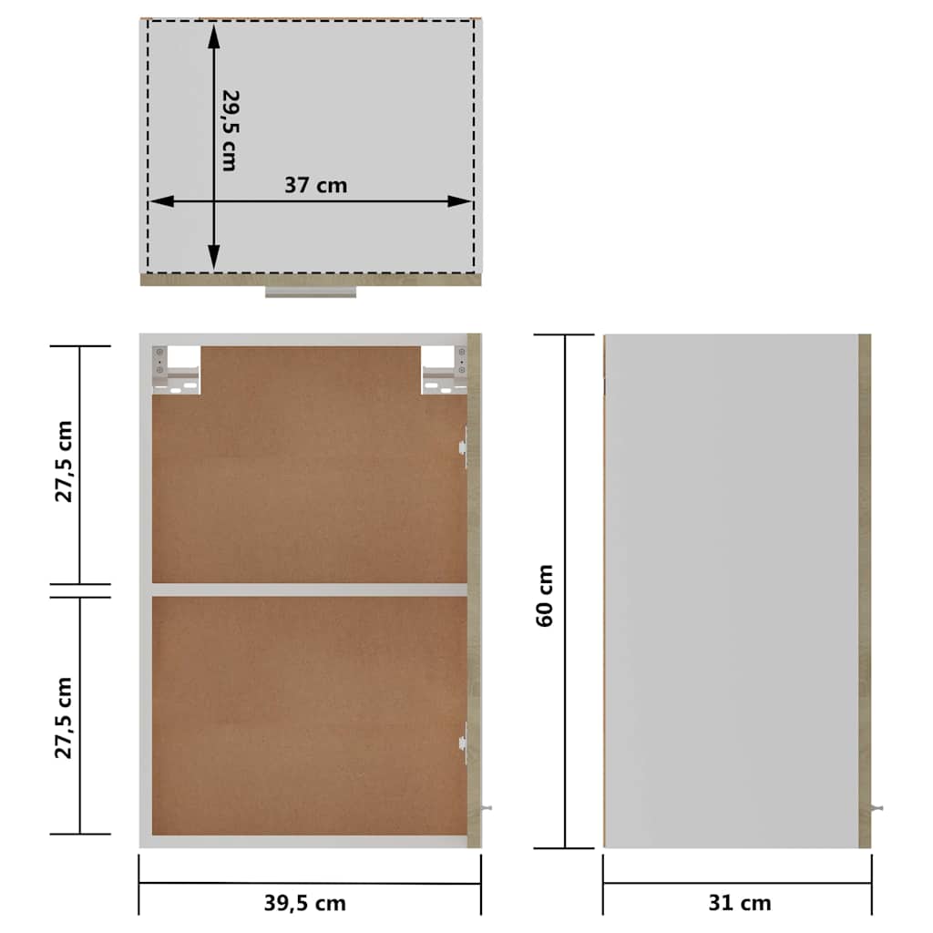 801255 vidaXL Hanging Cabinet "Lyon" Sonoma Oak 39,5x31x60 cm Engineered Wood