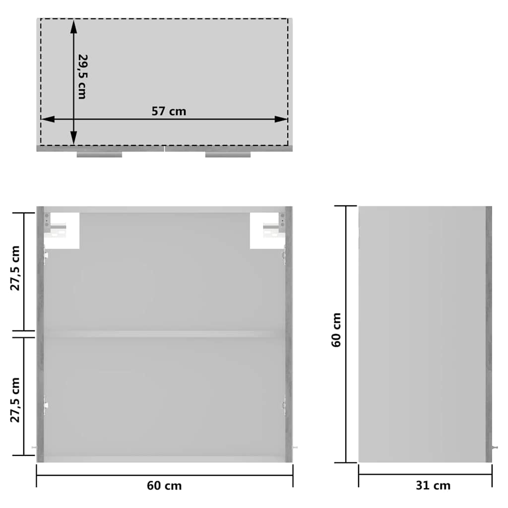 Hanging Glass Cabinet "Lyon" Concrete Grey 60x31x60 cm Engineered Wood