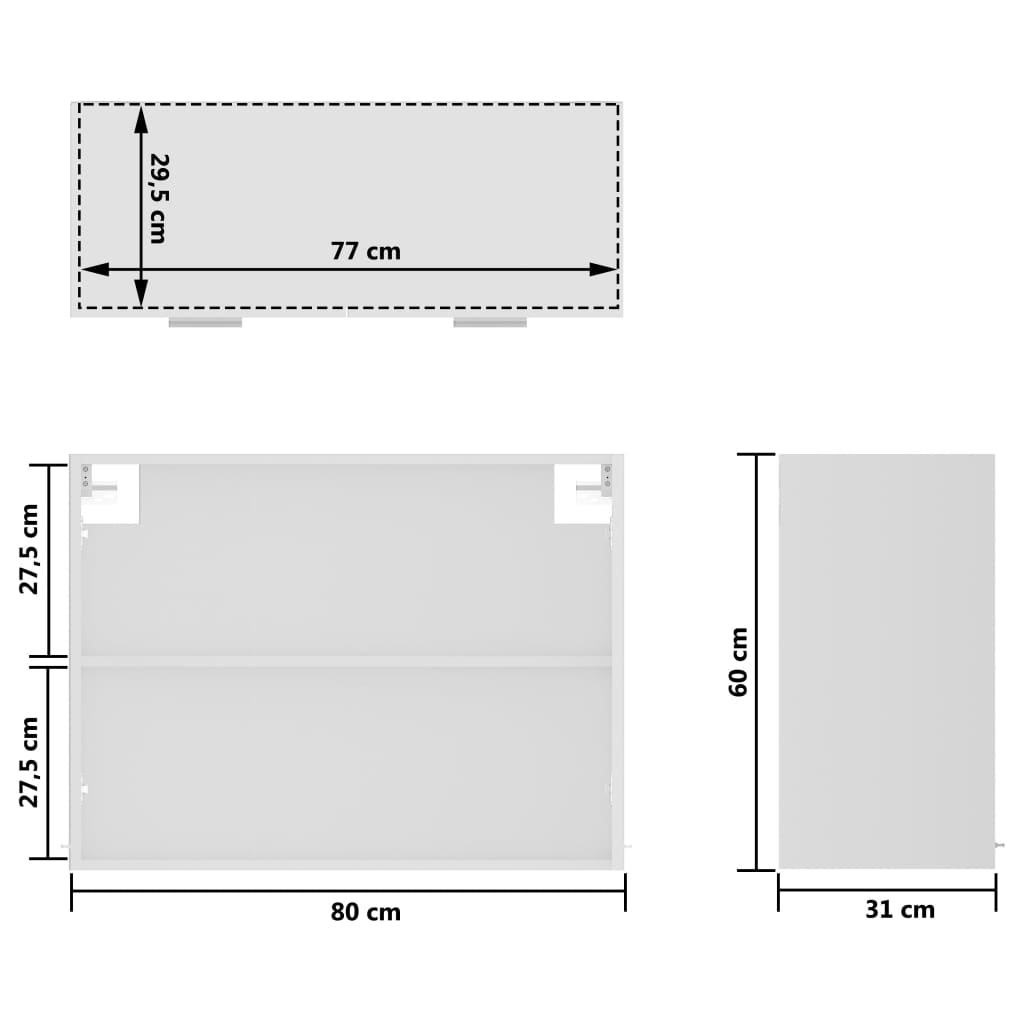 802529 vidaXL Hanging Glass Cabinet "Lyon" White 80x31x60 cm Engineered Wood