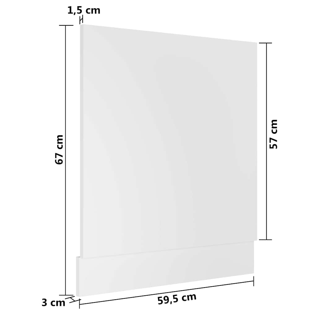 802562 vidaXL Dishwasher Panel "Lyon" White 59,5x3x67 cm Engineered Wood