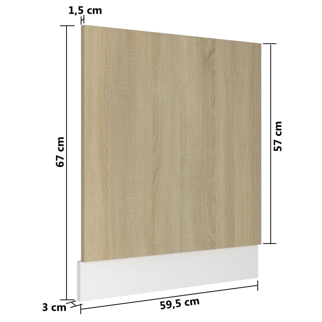 802565 vidaXL Dishwasher Panel "Lyon" Sonoma Oak 59,5x3x67 cm Engineered Wood