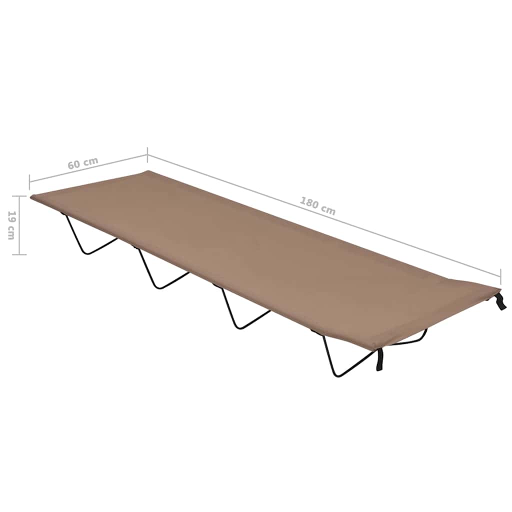 312482 vidaXL Camping Bed 180x60x19 cm Oxford Fabric and Steel Taupe