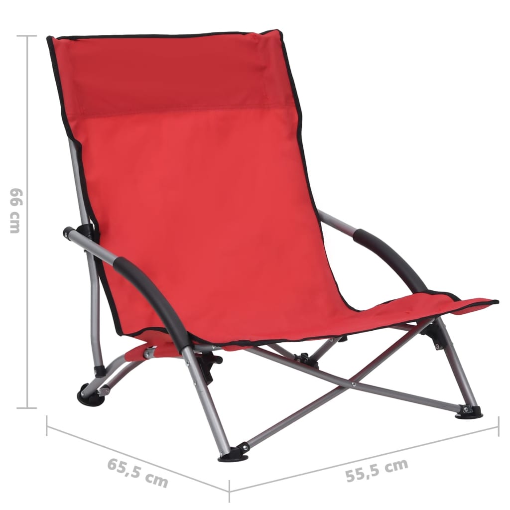 Beach Chair | Set of 2 | Red | Oxford fabric, steel | Medium | Folding
