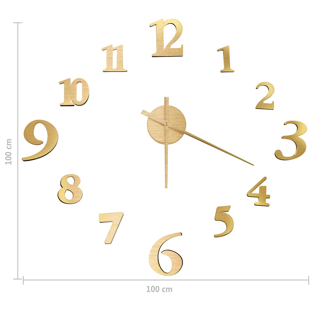325151 vidaXL 3D Wall Clock Modern Design Gold 100 cm XXL