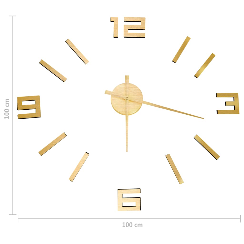 325157 vidaXL 3D Wall Clock Modern Design Gold 100 cm XXL