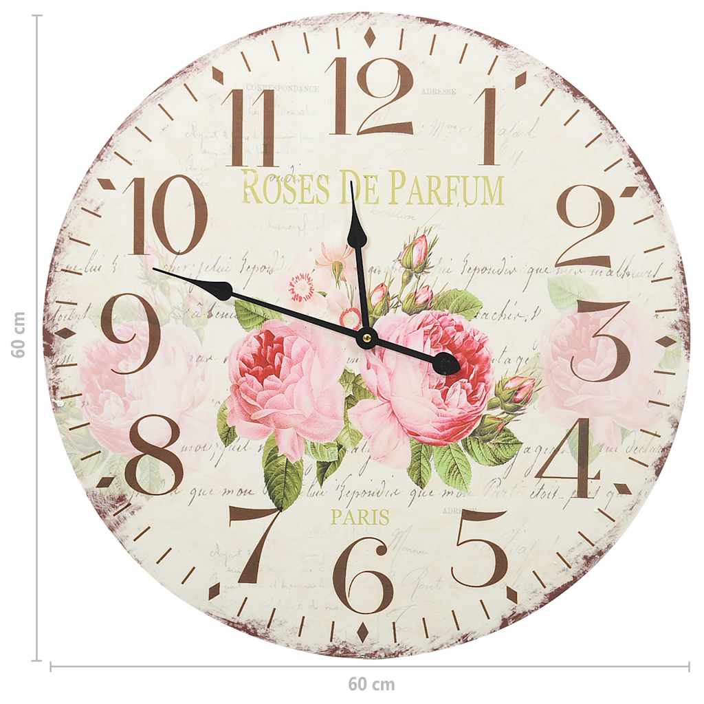 325177 vidaXL Vintage Wall Clock Flower 60 cm