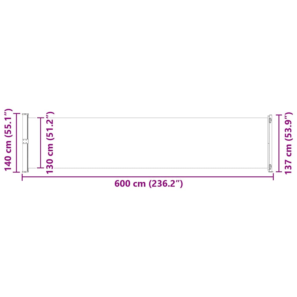 Patio Retractable Side Awning 140x600 cm Red