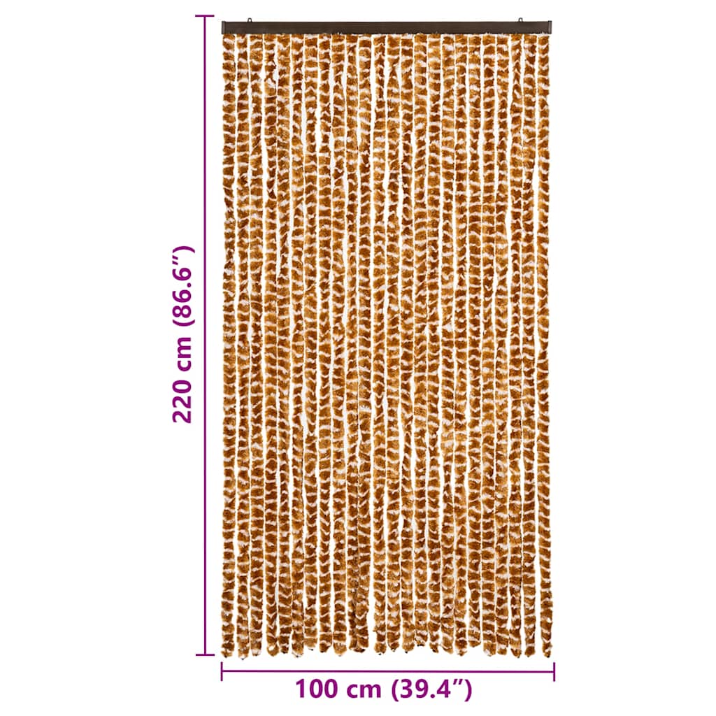 325459 vidaXL Insect Curtain Ochre and White 100x220 cm Chenille
