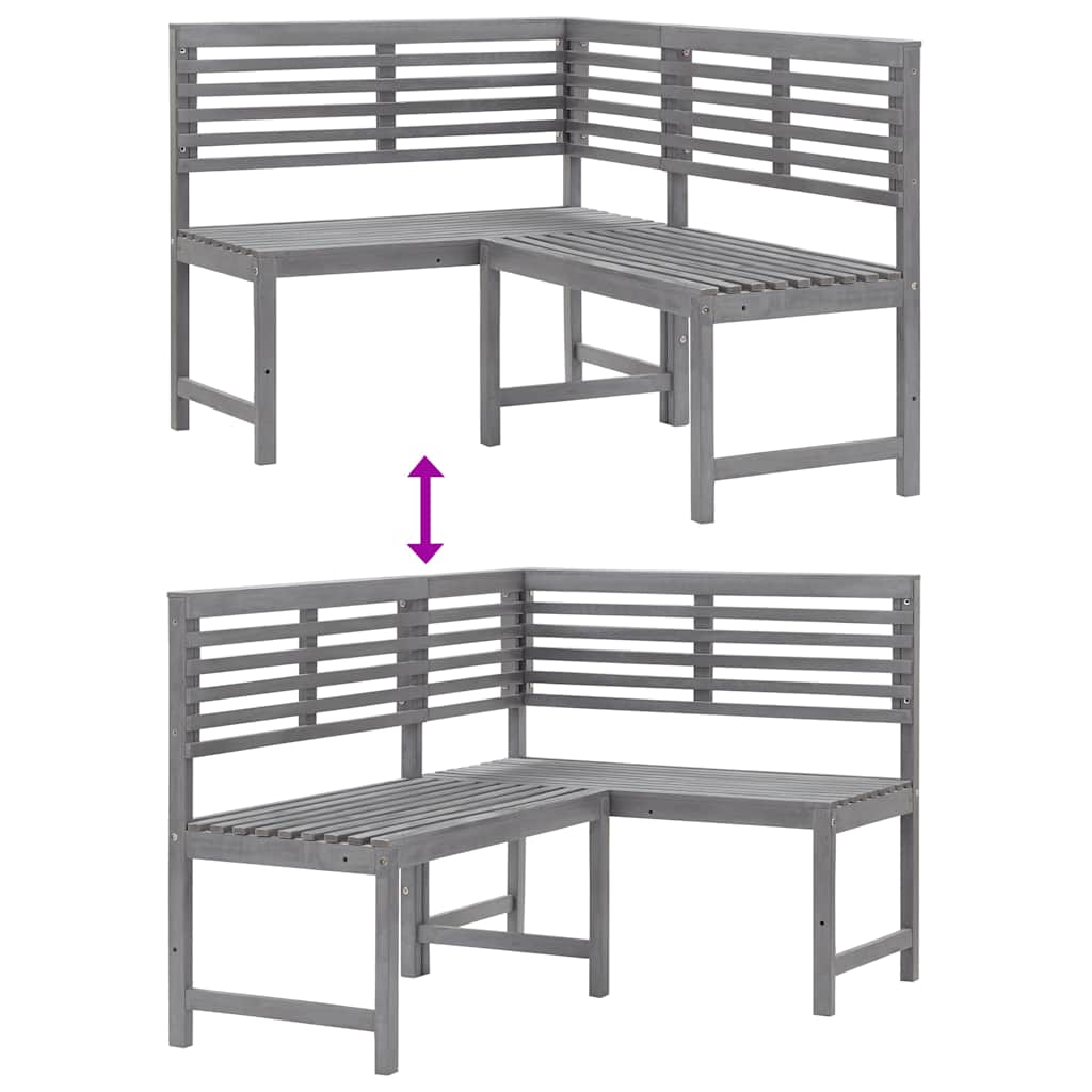 312423 vidaXL Garden Corner Bench Grey 140 cm Solid Acacia Wood