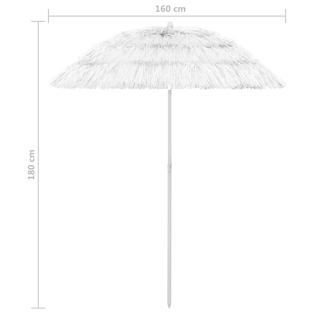 314700 vidaXL Hawaii Beach Parasol White 180 cm