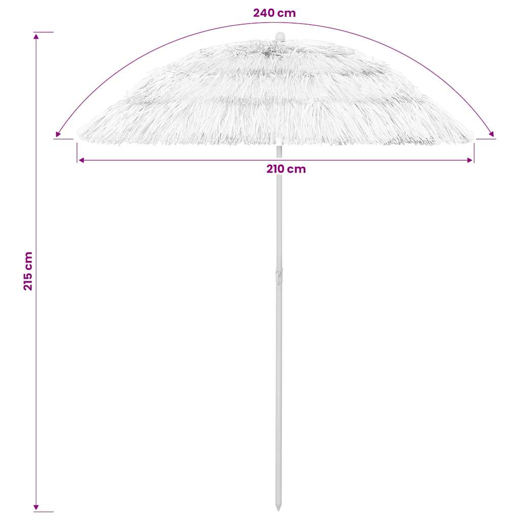 314701 vidaXL Hawaii Beach Parasol White 240 cm