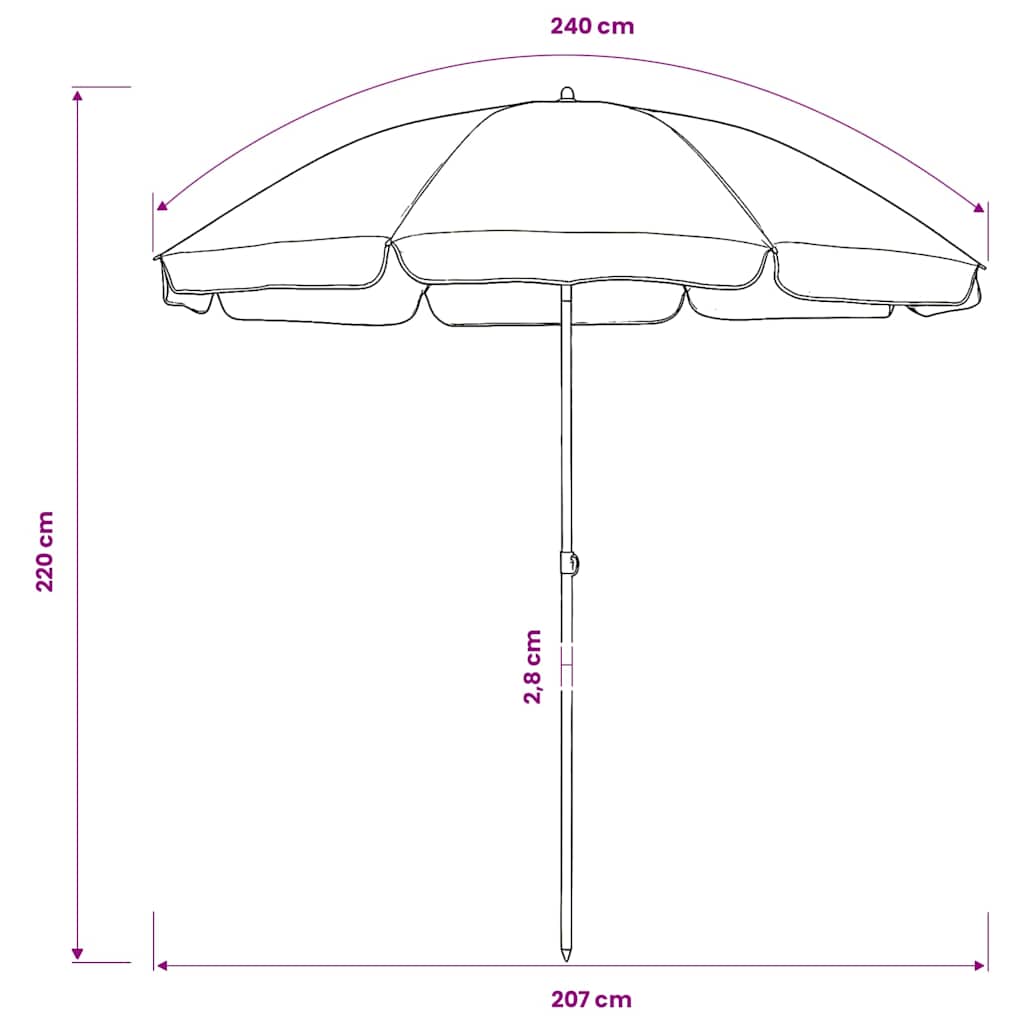 314703 vidaXL Beach Parasol Sand Yellow 240 cm