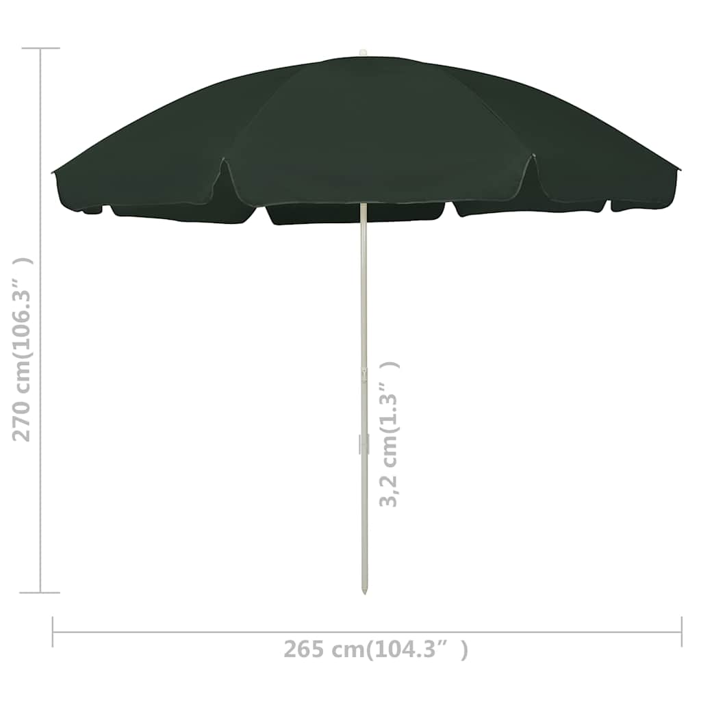 314709 vidaXL Beach Parasol Green 300 cm