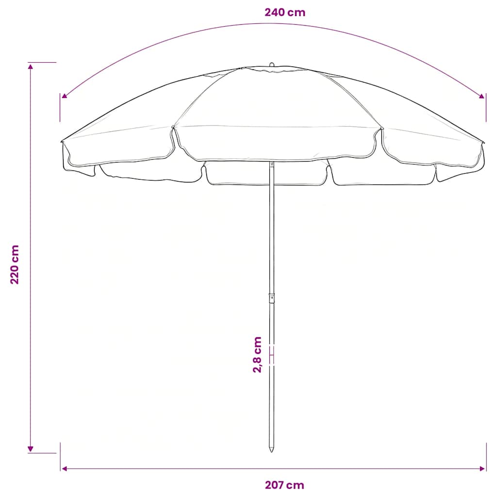314712 vidaXL Beach Parasol Blue 240 cm