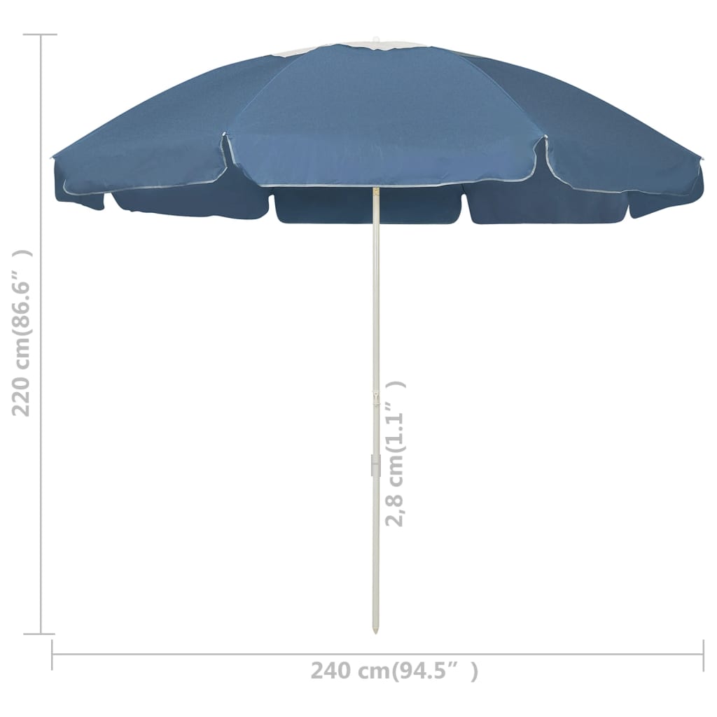 314712 vidaXL Beach Parasol Blue 240 cm