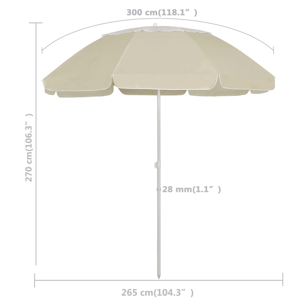 Beach Parasol | Sand Yellow | Polyester | 300 cm | Tiltable
