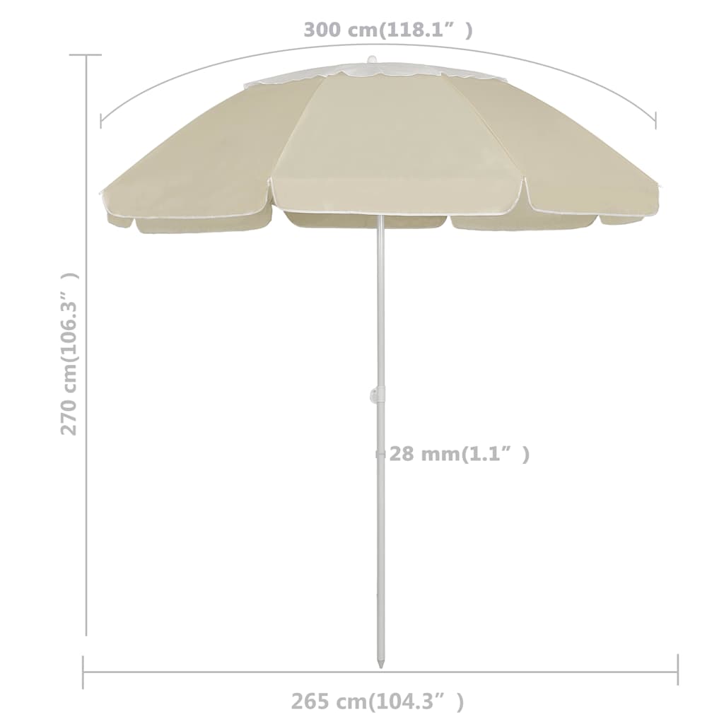 314715 vidaXL Beach Parasol Sand Yellow 300 cm