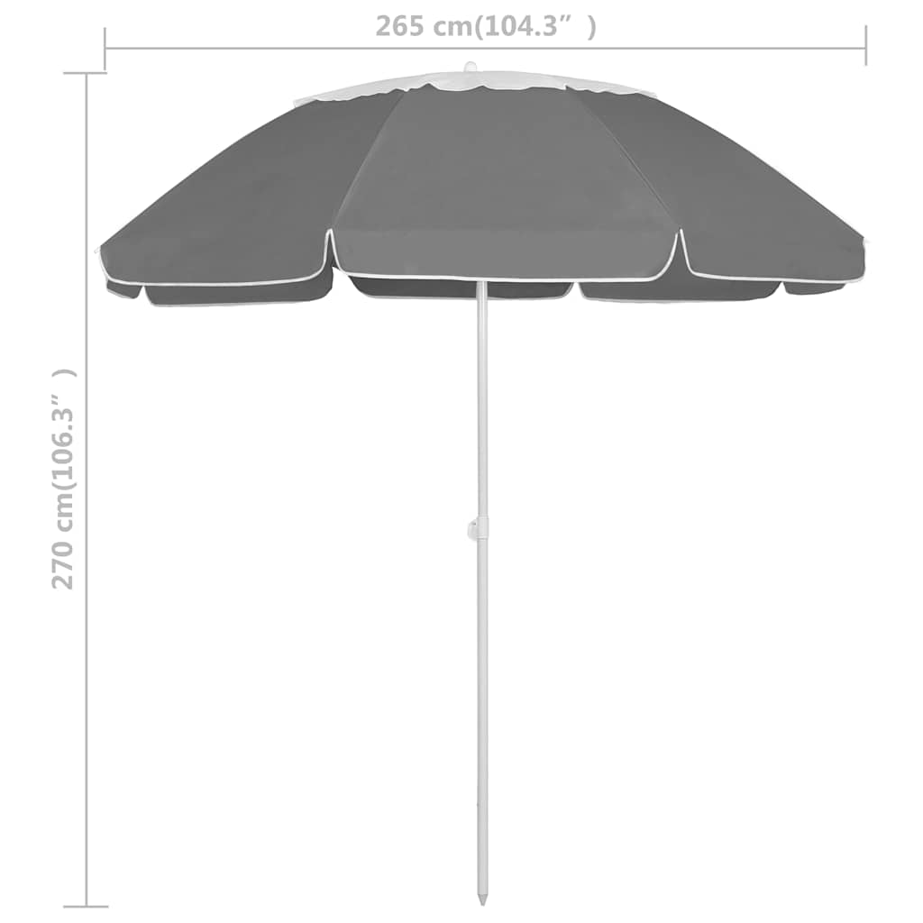 Beach Parasol | Anthracite | Polyester | Large | Adjustable