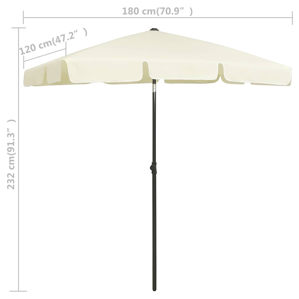 Beach Parasol | Sand Yellow | Polyester | 180x120 cm | Tiltable