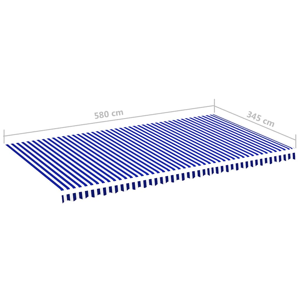 Awning Replacement Fabric Blue and White 600x350 cm Polyester