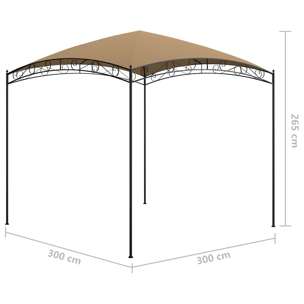 Gazebo 3x3x2.65 m Taupe 180 g/m²