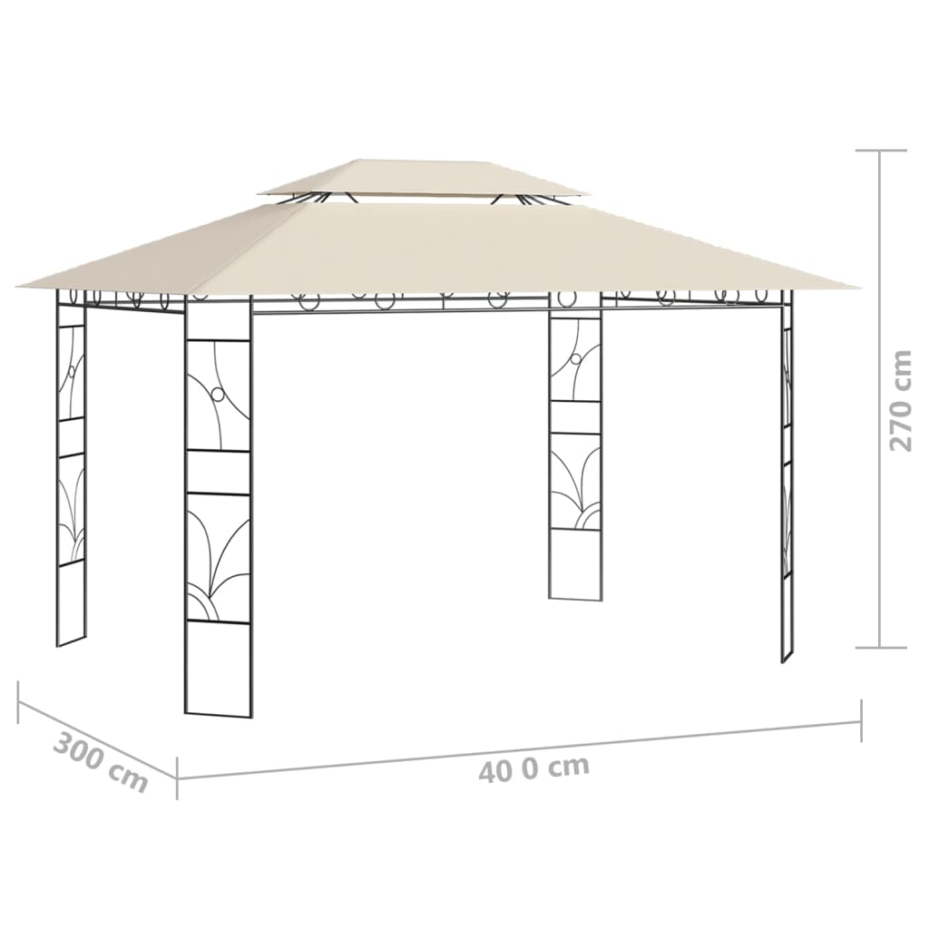 Gazebo 4x3x2,7 m Cream 160 g/m²