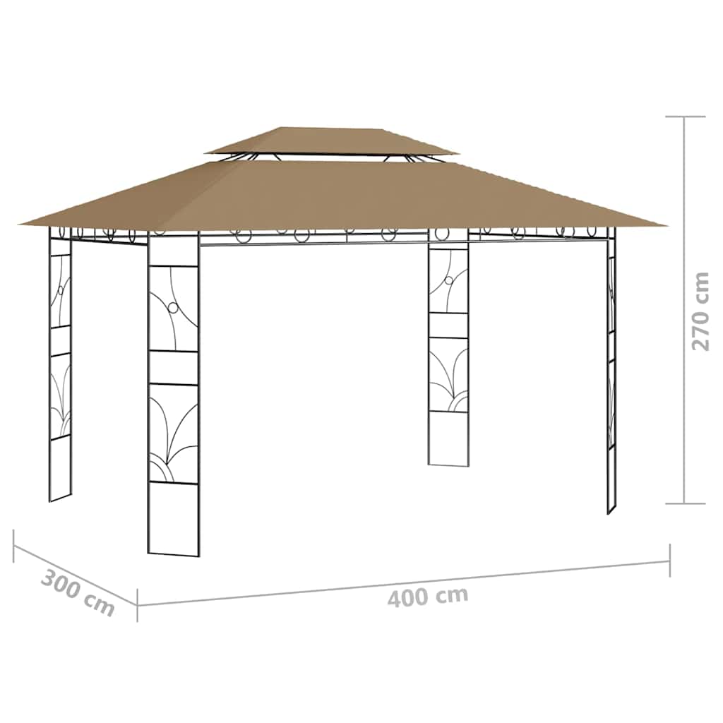 Gazebo 4x3x2,7 m Taupe 160 g/m²