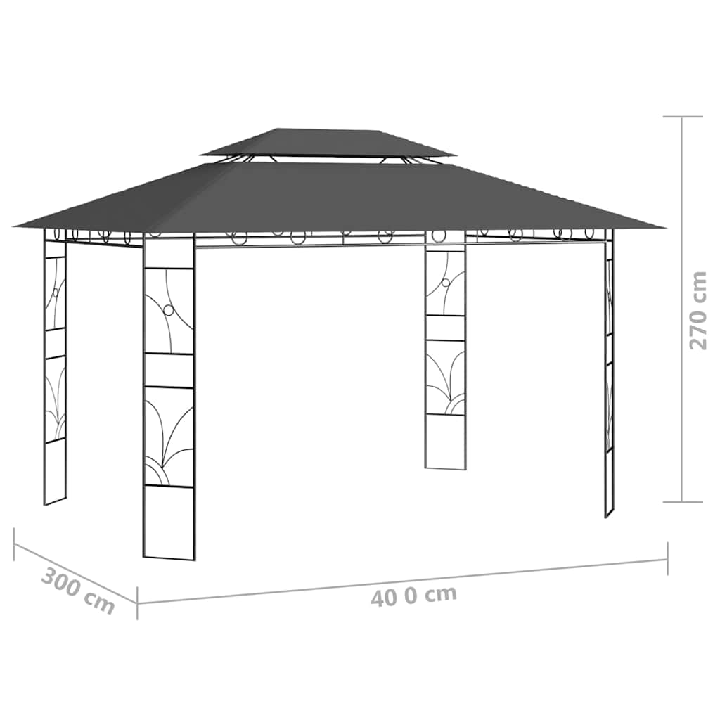Gazebo 4x3x2,7 m Anthracite 160 g/m²