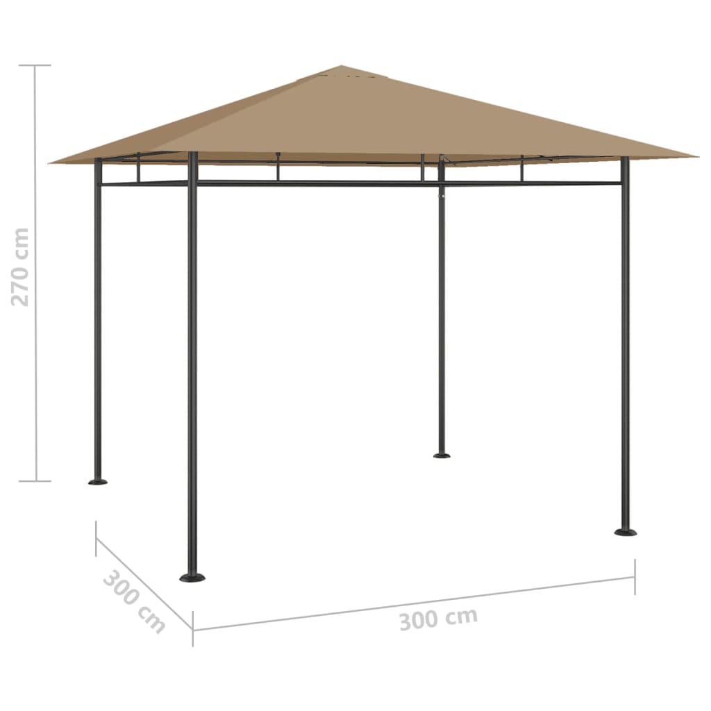 Gazebo 3x3x2,7 m Taupe 180 g/m²