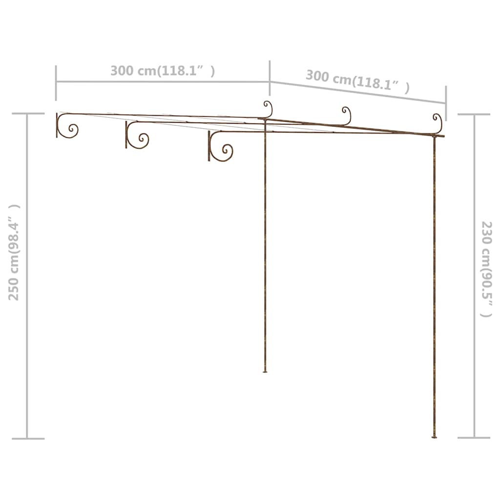 313997 vidaXL Garden Pergola Antique Brown 3x3x2,5 m Iron