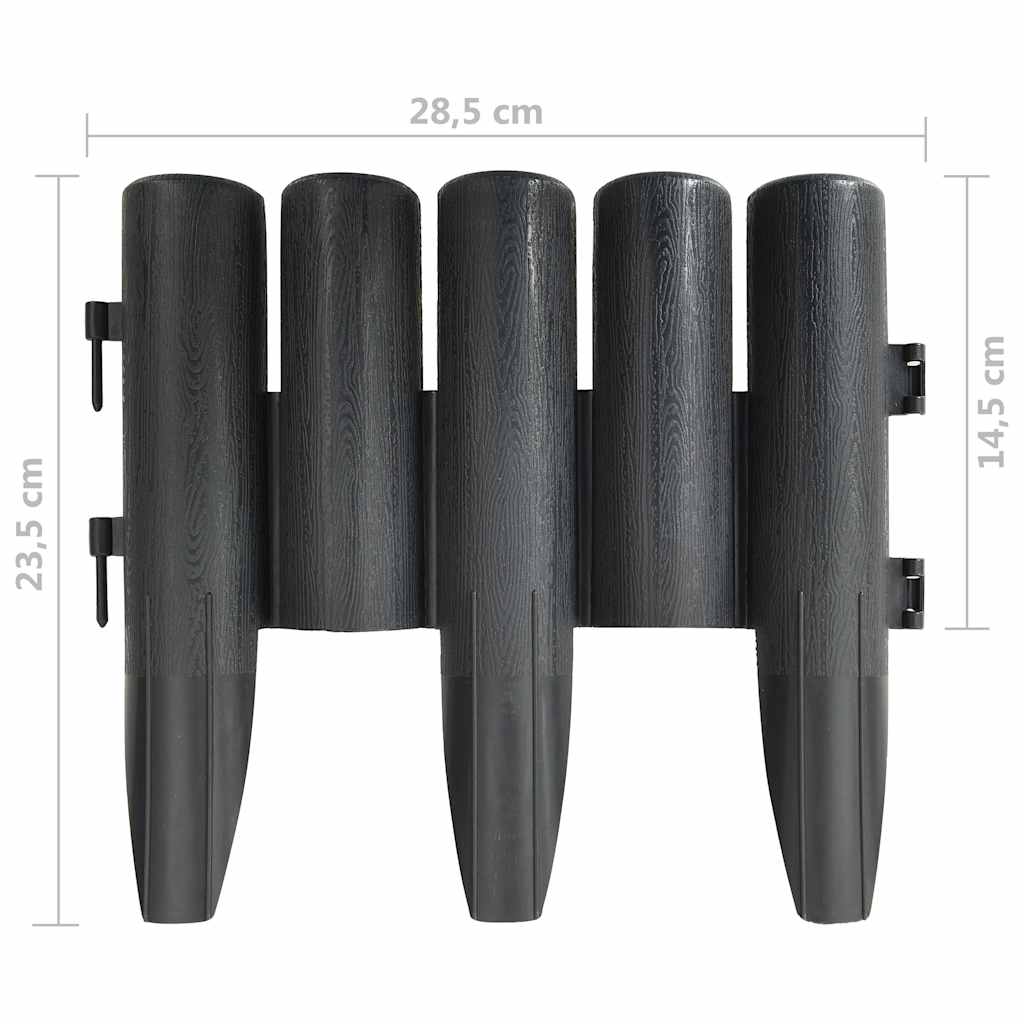 314681 vidaXL Lawn Edgings 36 pcs Anthracite 10 m PP