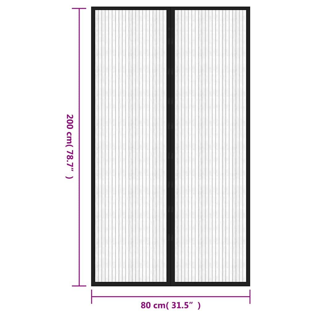 314685 vidaXL Insect Door Curtains 2 pcs with Magnet Blocks Black 200x80 cm