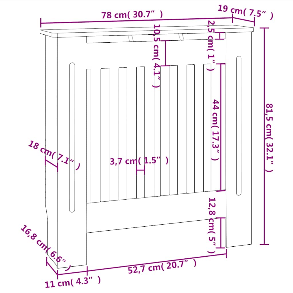 Engineered Wood Radiator Cover White 78 cm