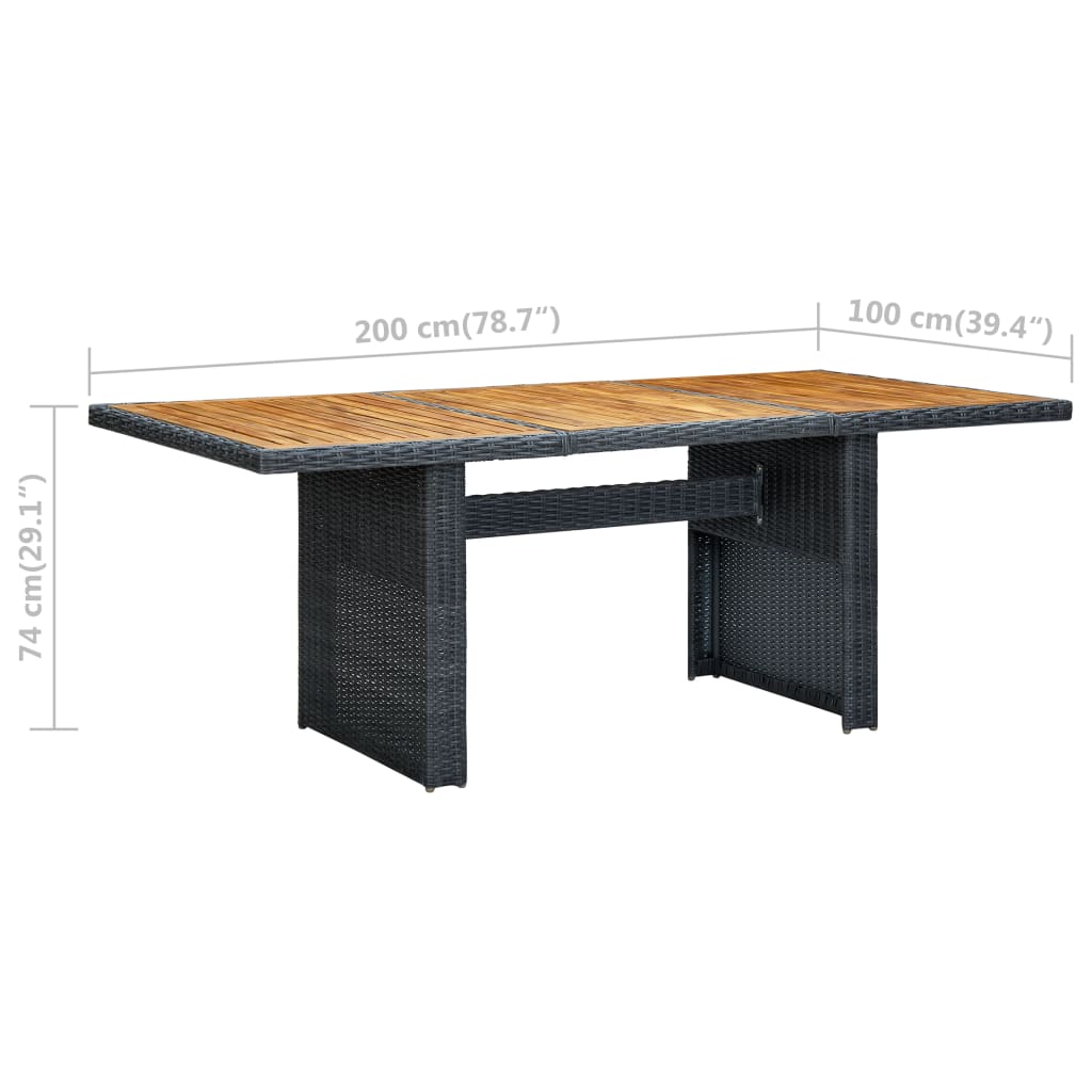 313310 vidaXL Garden Table Dark Grey Poly Rattan and Solid Acacia Wood