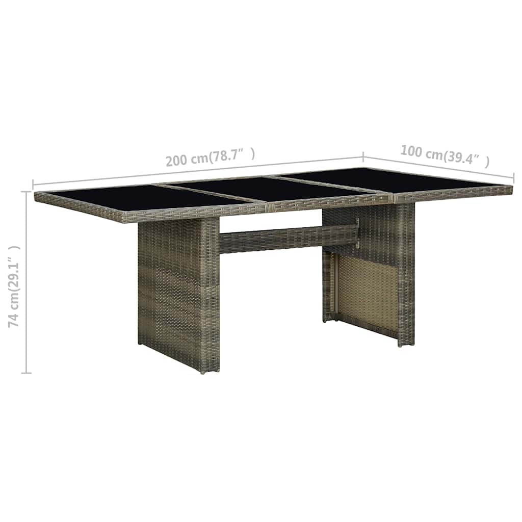 313313 vidaXL Garden Table Brown Poly Rattan and Tempered Glass