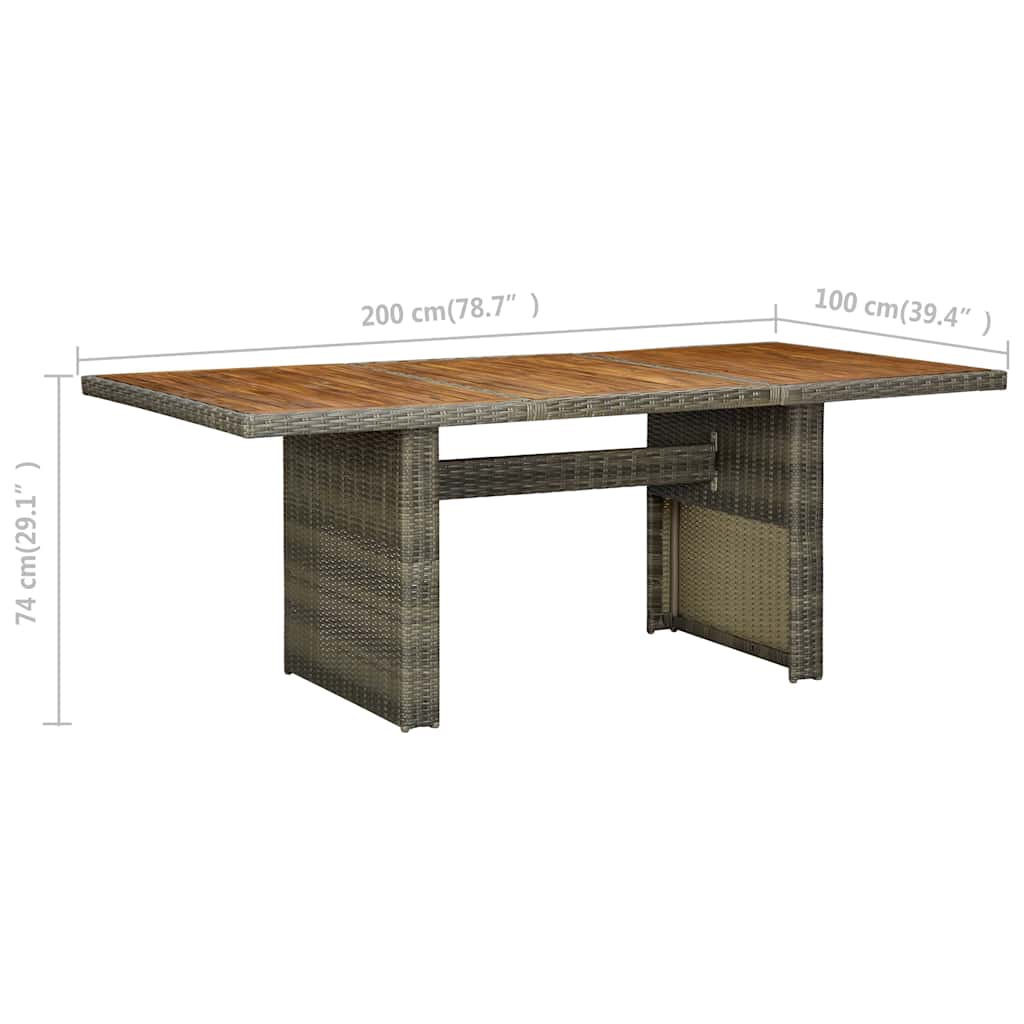 313314 vidaXL Garden Table Brown Poly Rattan and Solid Acacia Wood
