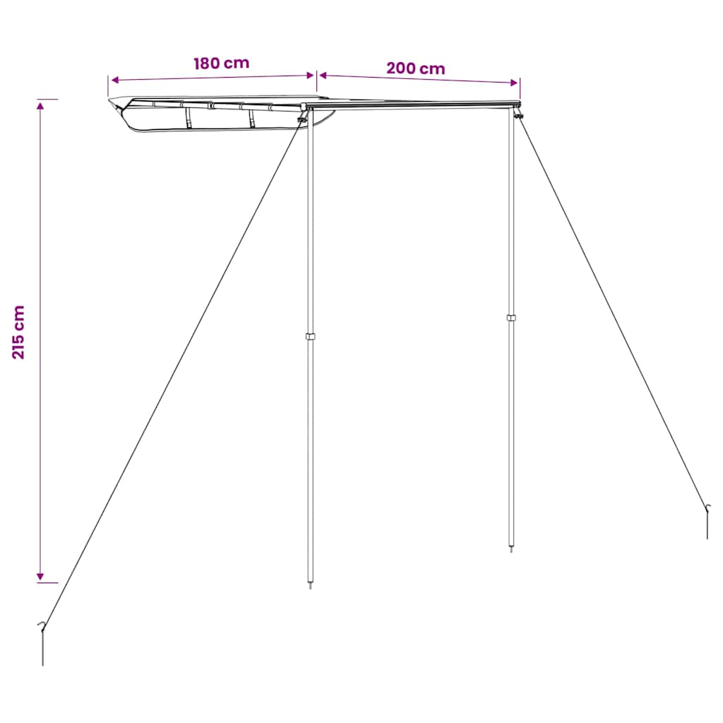 148134 vidaXL Camper & Caravan Awning 1,8x2x2,15 m Beige