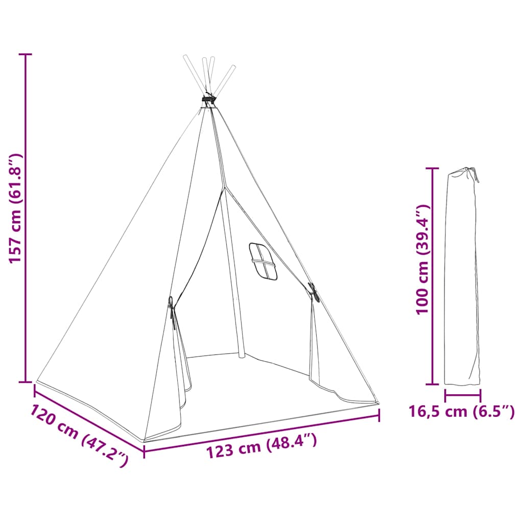 80275 vidaXL Children Teepee Tent with Bag Polyester Grey 115x115x160 cm
