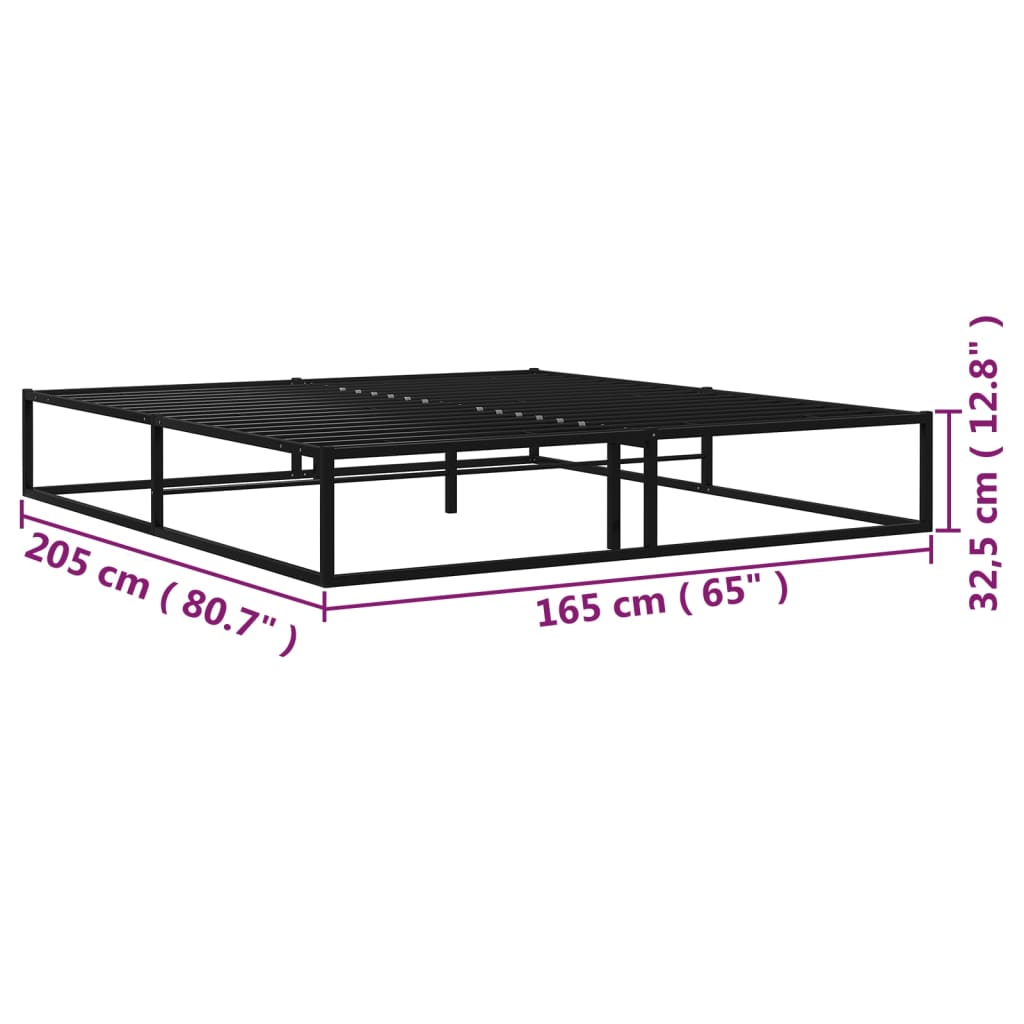 Bed Frame | Black | Powder-coated metal | 160x200 cm | Durable