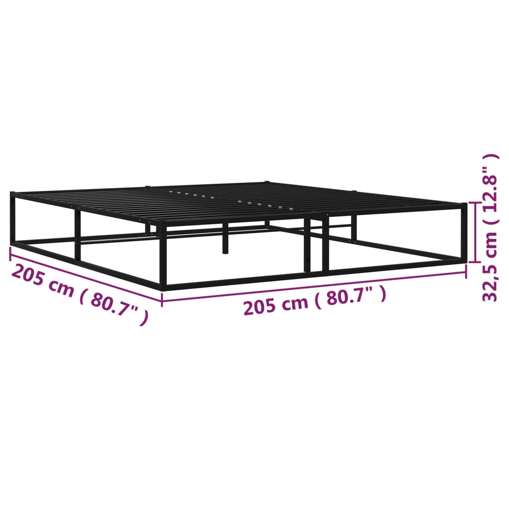 Bed Frame | Black | Powder-Coated Metal | Double | Sturdy | Bed Frame