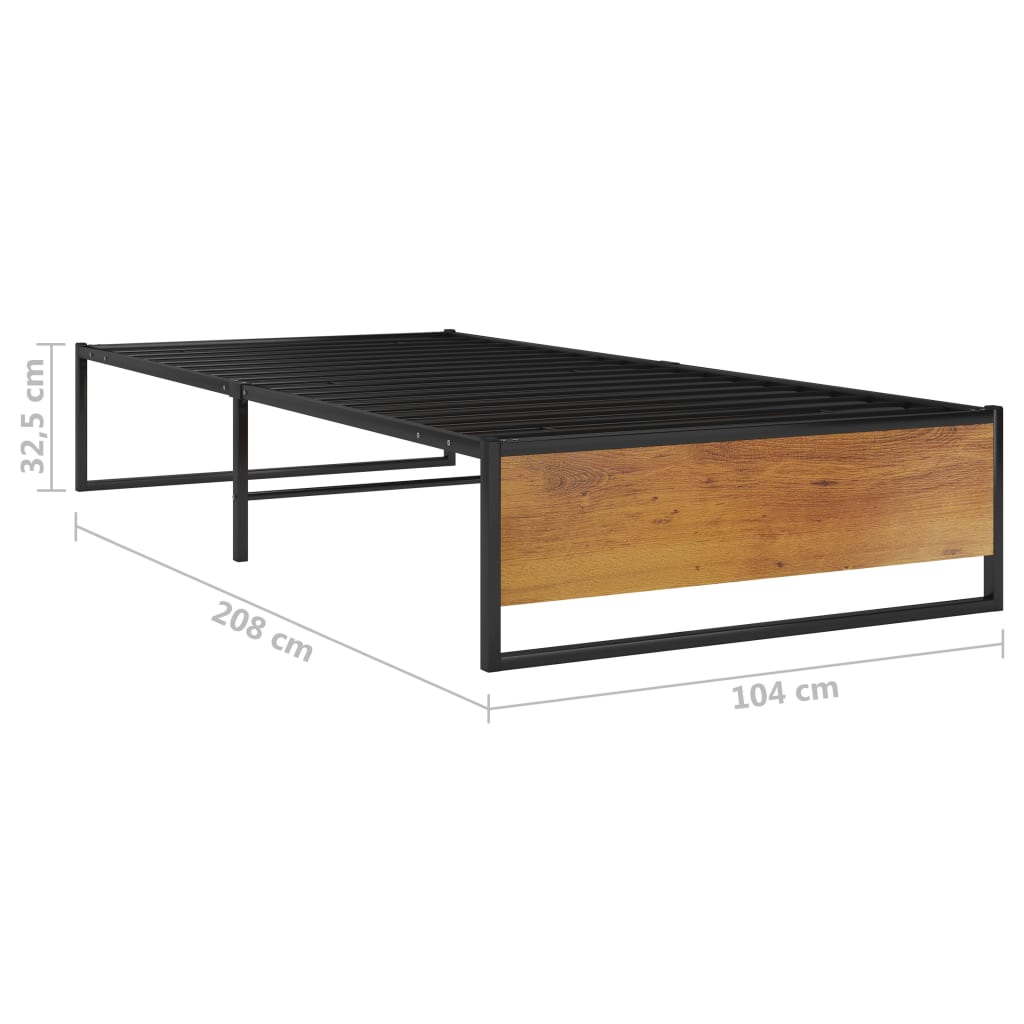 Bed Frame | Black | Powder-coated metal, melamine coated MDF | 100x200 cm