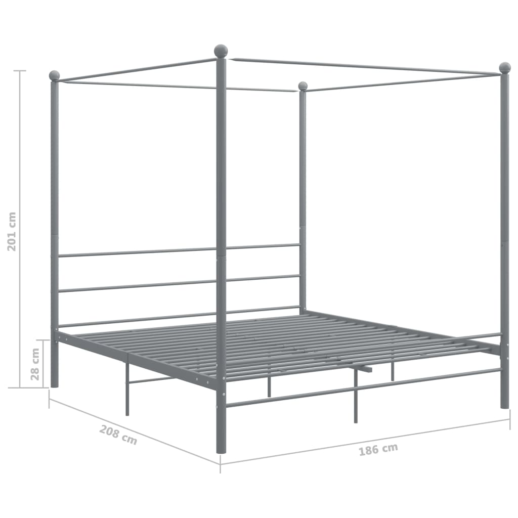 Bed Frame | Grey | Powder-coated metal | Super King | Durable | Bed Frame