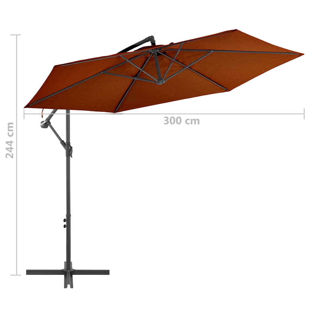 313755 vidaXL Cantilever Garden Parasol with Aluminium Pole Terracotta 300 cm