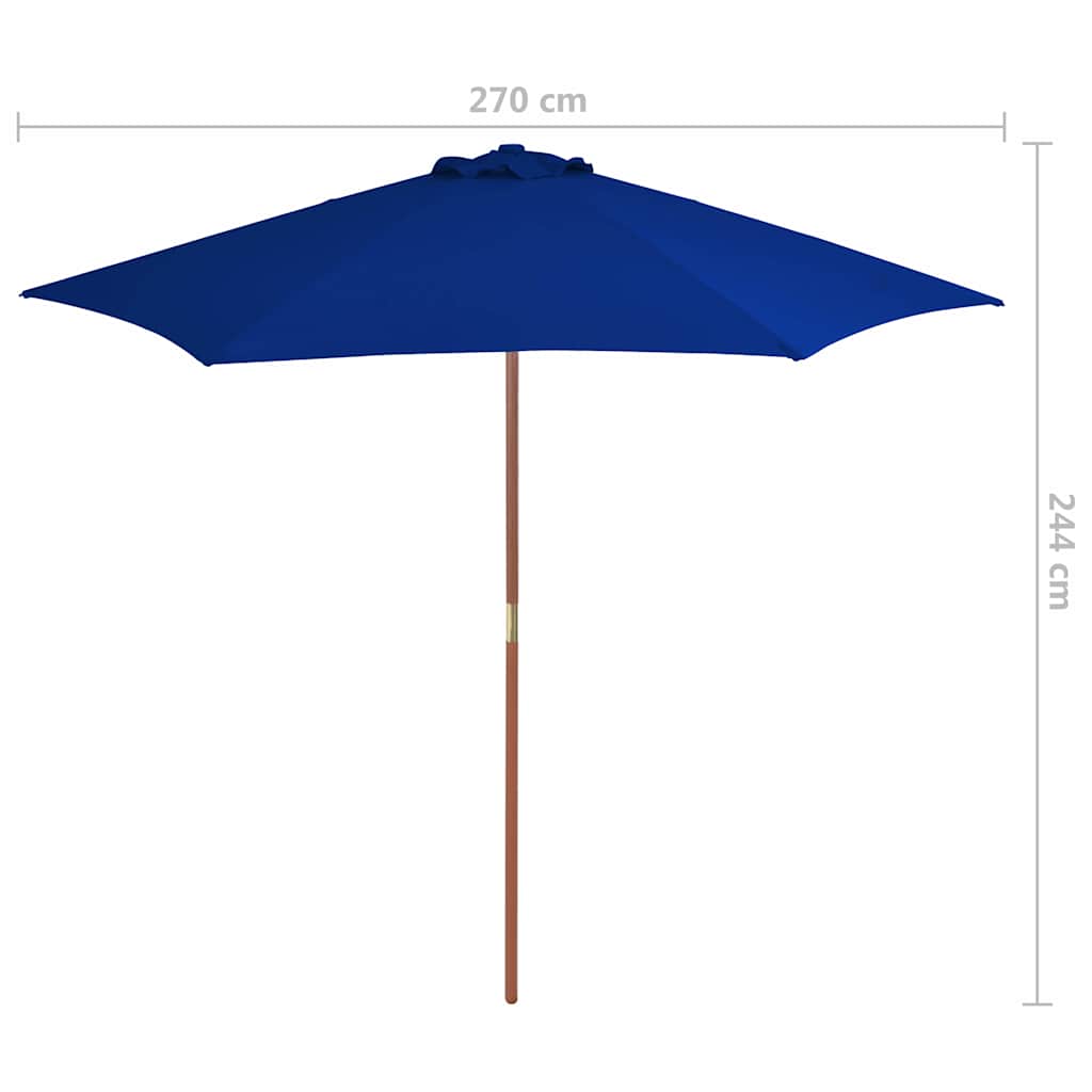 Garden Parasol | Blue | Polyester, Laminated bamboo, Hardwood